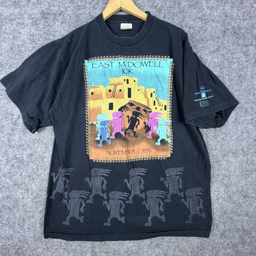 Vintage East McDowell 10K Race Southwestern Kokopelli Art Shirt XL Single Stitch